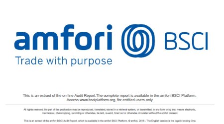 We Got The Overall Rating-C Of BSCI Amfori Social Audit - Manufacturing